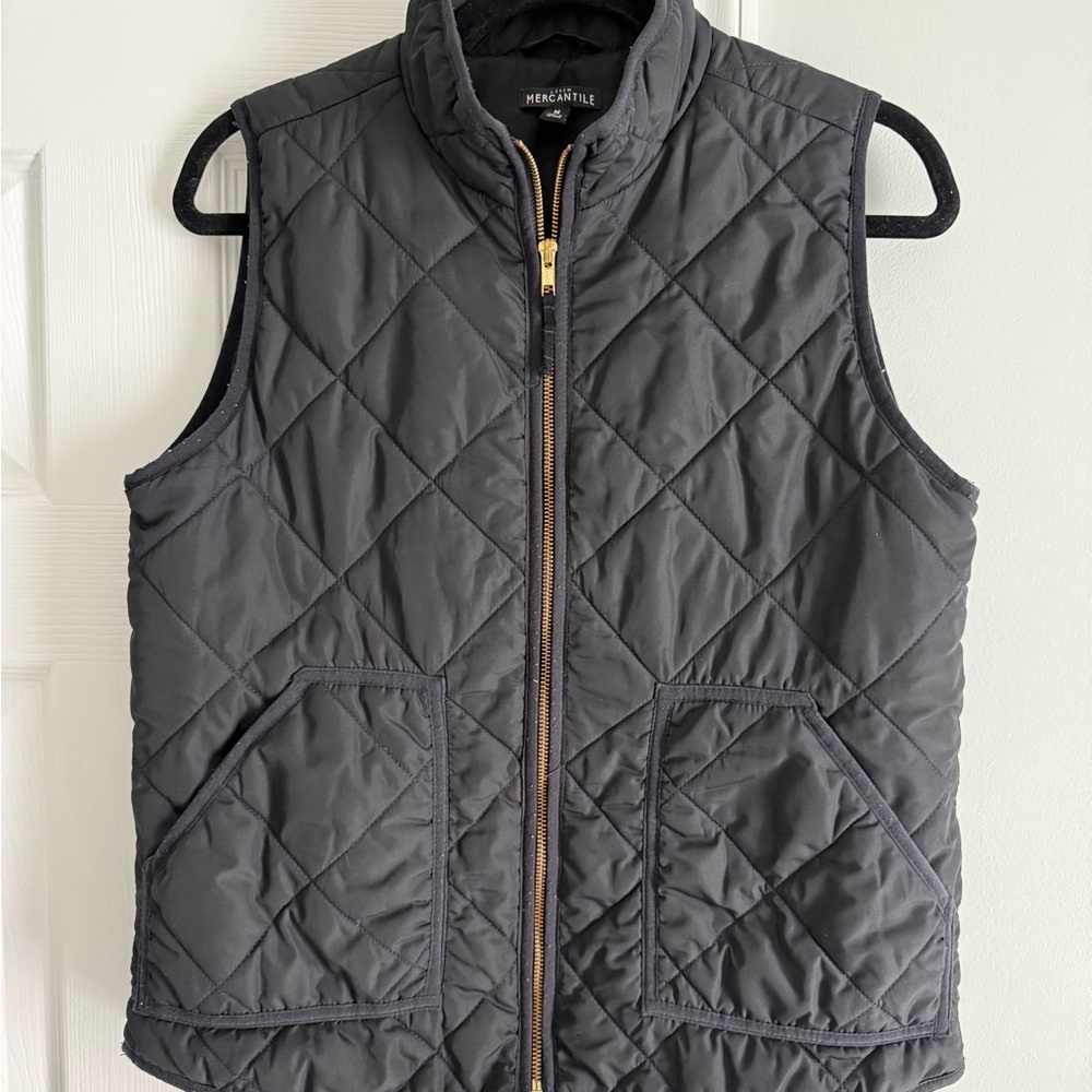 J. Crew Black Quilted Vest - Size Medium